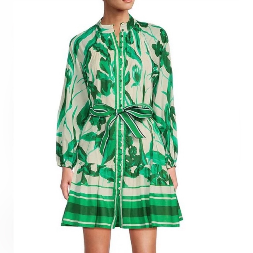 Antonio Melani Brynn Printed Voile Mock Neck Long Sleeve Dress size 8